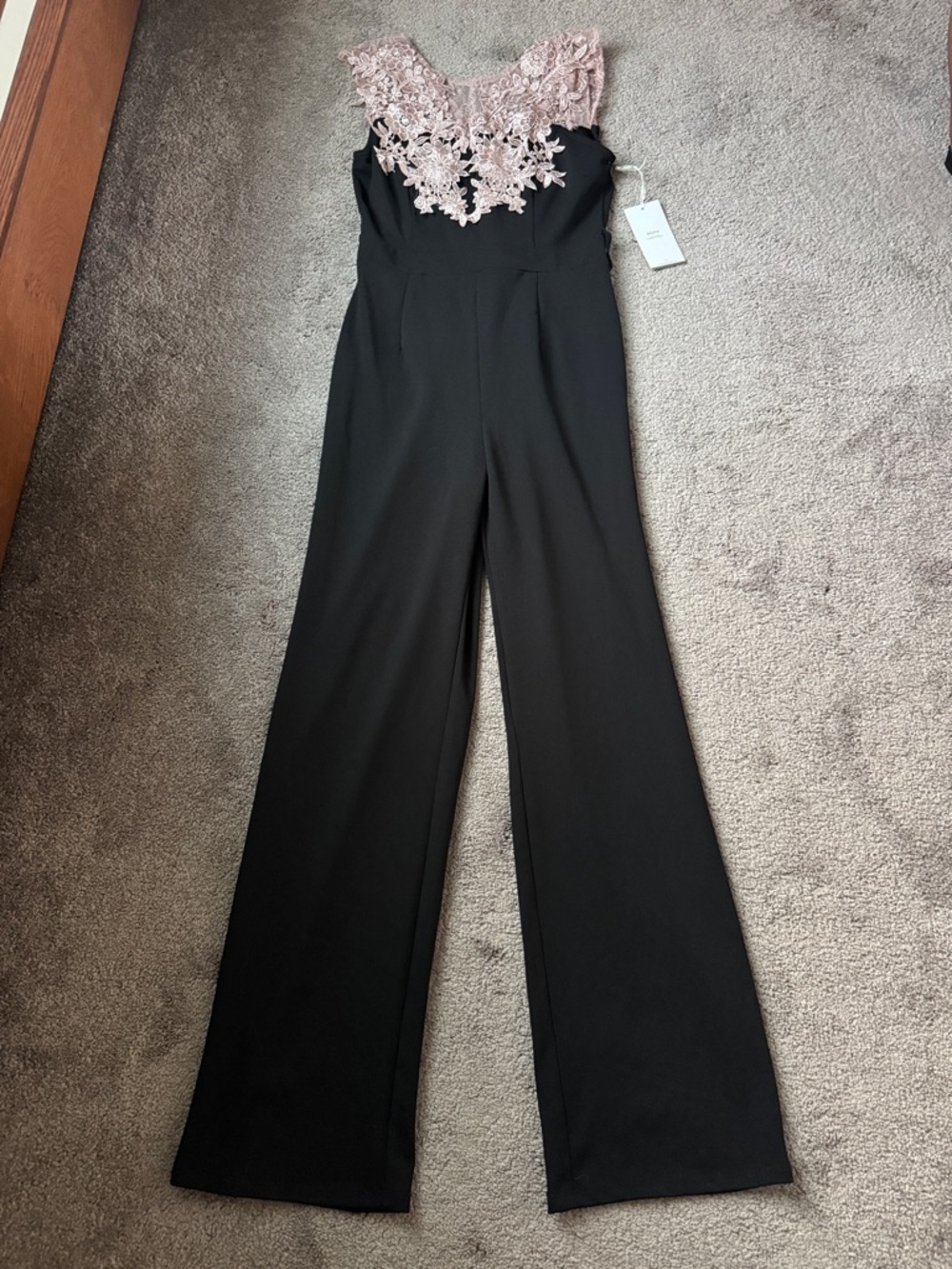 Blashe Lace Bodice Wide Leg Jumpsuit Black Formal Evening SIZE M NWT